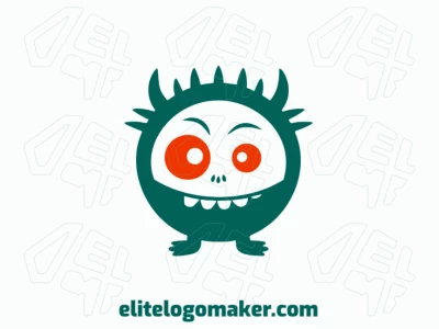 Logotipo memorável com a forma de um monstro com estilo mascote, e cores customizáveis.
