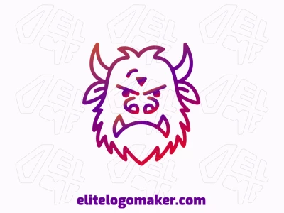 Um logotipo atraente em gradiente com a cabeça de um monstro, com cores que se misturam suavemente para criar um design ousado e cativante.