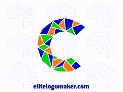 Um logotipo em mosaico com a letra 'C', elaborado com padrões de azulejos intrincados para uma identidade de marca excelente e altamente personalizável.