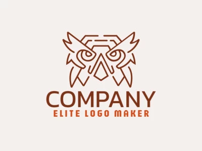 Logotipo pronto disponível para venda com a forma de uma cabeça de coruja com design monoline e cor marrom.