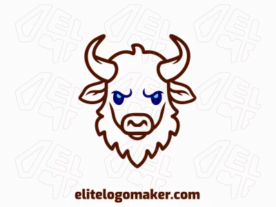 Design de logotipo abstrato com um boi em marrom e azul escuro, projetando uma imagem profissional com uma mistura de força e sofisticação.