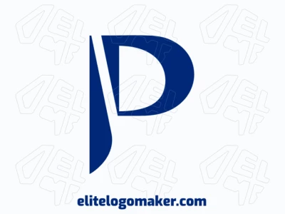 Um design de logotipo minimalista com a letra "P", apresentando linhas limpas e um equilíbrio interessante entre simplicidade e elegância moderna.