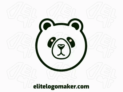 Uma representação minimalista da cabeça de um panda, personalizável para se adequar a qualquer marca, misturando tons de preto e bege para uma elegância atemporal.