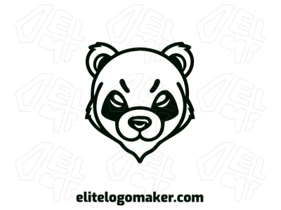 A cabeça de panda com um design refinado em estilo simétrico oferece um modelo de logo sofisticado e versátil, adequado para diversos usos.