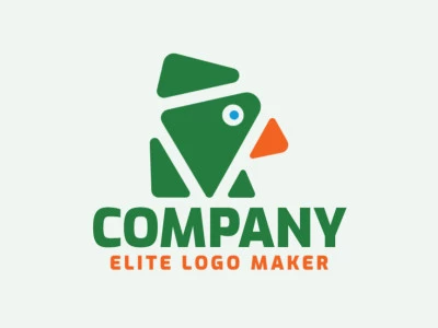 Logotipo com design criativo formando um periquito com estilo minimalista e cores customizáveis.