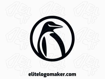 Logotipo criativo com a forma de um pinguim com design minimalista e cor preto.
