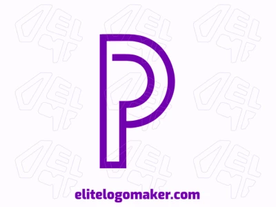 Um modelo de logotipo elegante com a letra inicial 'P' em roxo, projetado com linhas modernas e uma estética ousada e estilosa.