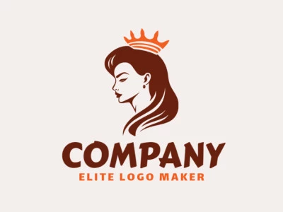 Logotipo vetorial com a forma de uma rainha com design abstrato e com as cores marrom e laranja.