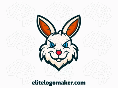Um logotipo criativamente elaborado apresentando um coelho encantador, adornado com uma paleta de azul, laranja, vermelho, bege e azul escuro, evocando jovialidade e energia.