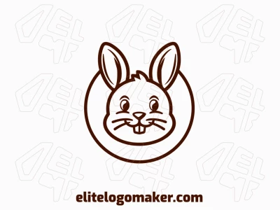 Um logotipo conceitual minimalista com um coelho dentro de uma forma circular, oferecendo um design elegante e criativo ideal para a identidade de uma empresa.