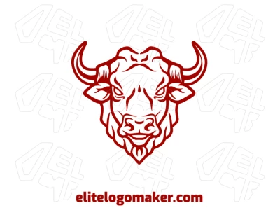 Um logo profissional com um touro vermelho e design ilustrativo no estilo mascote, perfeito para criar uma identidade de marca forte.