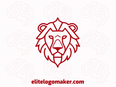 Um logotipo criativo e personalizável com uma cabeça de leão vermelha em estilo abstrato, projetado para oferecer uma identidade visual ousada e única para sua marca.