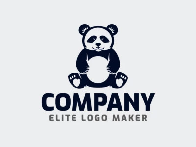 Um logo de mascote com um urso relaxado, exalando calma e compostura em preto.