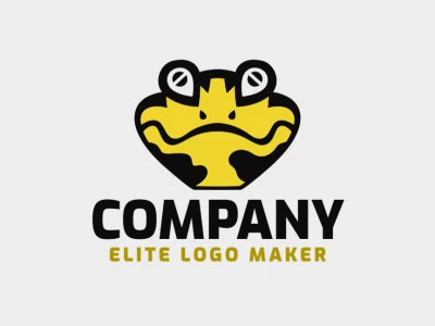 Logotipo simples com a forma de uma cabeça de salamandra composto por formas abstratas e design refinado, as cores utilizadas no logotipo foi amarelo e preto.