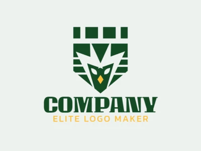 Logotipo com design criativo, formando um escudo combinado com um pássaro, com estilo abstrato e cores customizáveis.