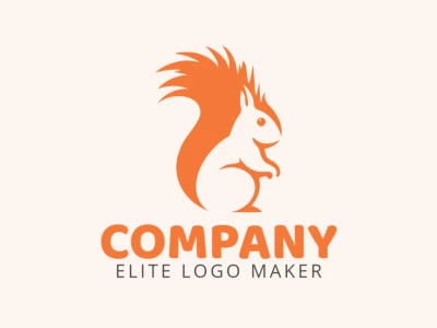 Logotipo vetorial com a forma de um esquilo com design animal e cor laranja.