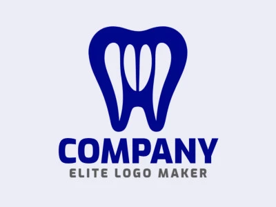 Logotipo criativo com a forma de um dente com design memorável e estilo minimalista, a cor utilizada é azul escuro.