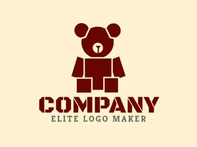 Um design de logo adorável com um urso de brinquedo, exalando charme infantil e inocência em tons de marrom quente.