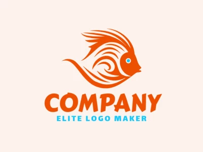 Logotipo memorável com a forma de um peixe tropical com estilo tribal, e cores customizáveis.