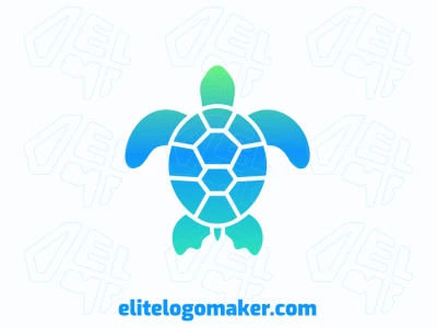 Um logotipo chamativo de uma tartaruga em gradiente verde e azul, perfeito para empresas que buscam um design personalizável e memorável.
