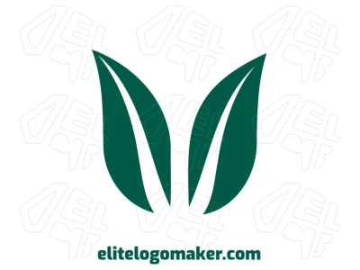 Um logotipo de negócios abstrato com duas folhas de árvore, projetado com linhas elegantes e uma estética moderna para simbolizar crescimento e sustentabilidade.