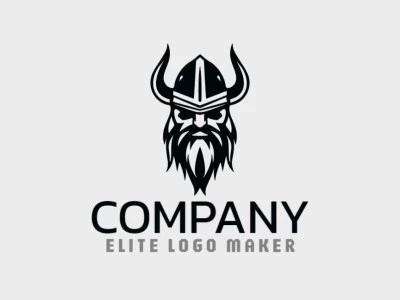 Logotipo simples composto por formas abstratas, formando um viking com capacete com a cor preto.