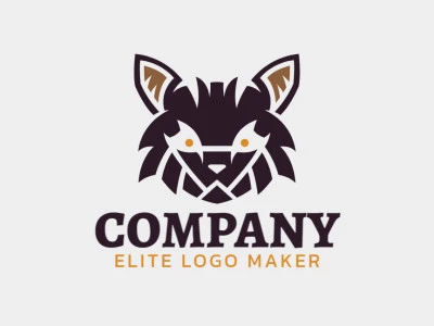 Logotipo customizável com a forma de um gato selvagem com estilo simétrico, as cores utilizadas foi marrom e laranja.