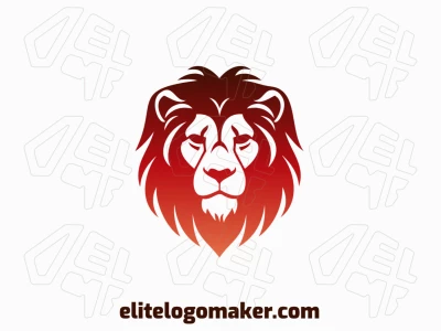 Um design de logo mascote apresentando um leão selvagem, ideal para vários conceitos de branding, nas cores vermelho e preto.