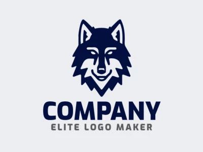 Um design de logotipo simétrico apresentando um lobo, representando força e inteligência.