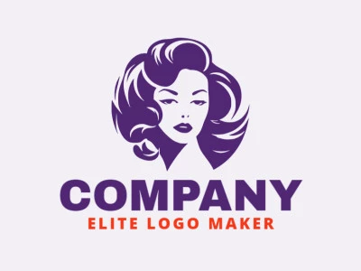 Logotipo memorável com a forma de uma mulher com estilo pictórico, e cores customizáveis.