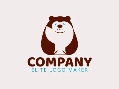 Logotipo vetorial com a forma de um urso jovem com estilo infantil e com as cores azul e marrom escuro.