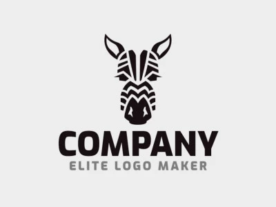 Logotipo customizável composto por formas sólidas e estilo simétrico, formando uma zebra com a cor preto.