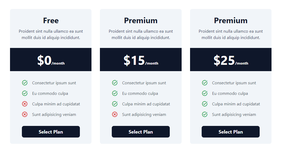 Subscription Table with Tailwind CSS.