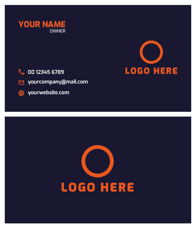 Cartão de visita com design elegante e minimalista, apresentando detalhes essenciais: nome do indivíduo, número de telefone, e-mail, logotipo da empresa e URL do site.