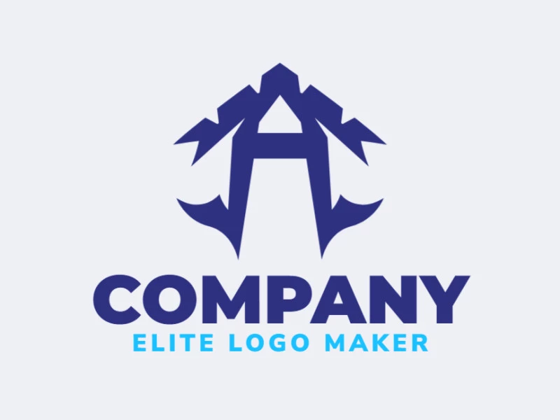 Logotipo memorável com a forma de uma letra "A", com estilo abstrato e cores customizáveis.