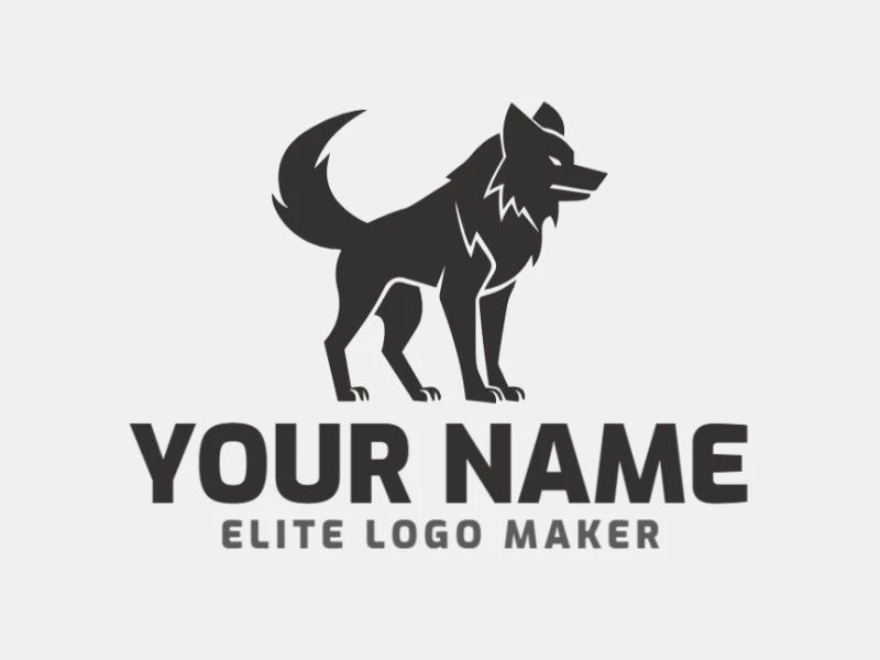 Um logotipo de mascote proeminente e elegante com um grande lobo, desenhado com linhas ousadas e detalhes refinados para criar uma identidade visual marcante e memorável.