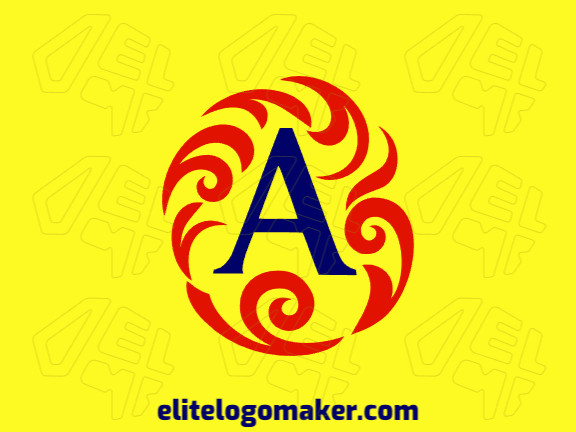 Crie um logotipo vetorizado apresentando um design contemporâneo de uma letra "A" combinado com chamas e estilo minimalista, com um toque de sofisticação e com as cores vermelho e azul escuro.