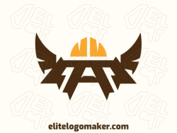 Logo Template for sale in the shape of a letter "A" combined with a helmet, the colors used was brown and yellow.