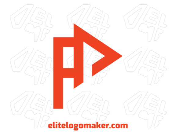 Logotipo vetorial com a forma de uma letra "A" combinado com um ícone de play, com estilo minimalista e cor vermelho.