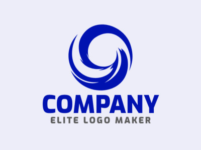 Modelo de logotipo para venda com a forma de um círculo abstrato, a cor utilizada foi azul escuro.