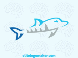 Abstract logo in the shape of a dolphin with blue and gray colors, this logo is ideal for various types of business.
