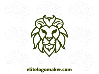 Crie um logotipo inspirador com uma ilustração abstrata de um leão verde em um estilo criativo para uma arte de logotipo refinada.