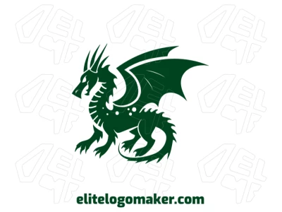 Logotipo llamativo con una ilustración abstracta de un dragón verde, fusionando formas dinámicas y diseño moderno para una identidad visual impactante.