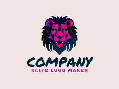 A customizable abstract logo featuring a pink lion, combining unique shapes and vivid colors for a bold and artistic design.