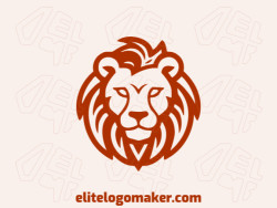 Professional logo in the shape of an adorable lion with an multiple lines style, the color used was brown.