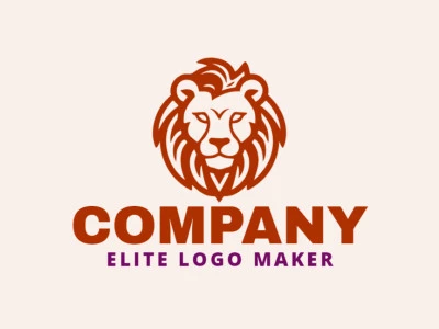 Professional logo in the shape of an adorable lion with an multiple lines style, the color used was brown.