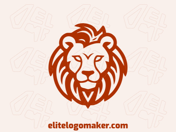 Professional logo in the shape of an adorable lion with an multiple lines style, the color used was brown.