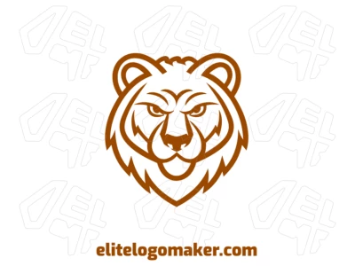 Una ilustración elegante y económica de una cabeza de oso marrón con un diseño simétrico, ideal para un logotipo profesional y distintivo.