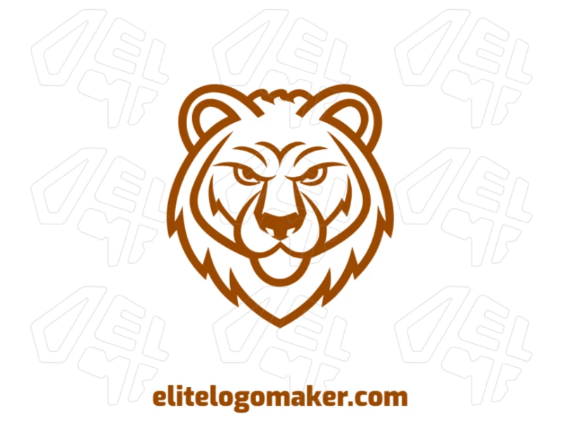 A graceful and affordable illustration of a brown bear's head with a symmetrical design, perfect for a professional and distinctive logo.