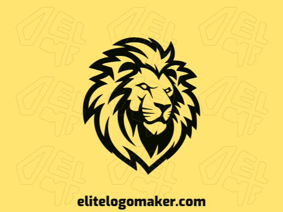 Logotipo simples composto por formas abstratas, formando um leão africano com a cor preto.